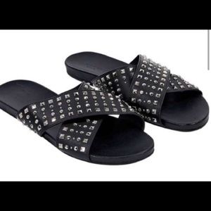 Gucci studded leather slides